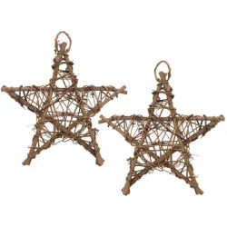 Étoiles décoratives en sarment, marron, 20 cm, 2 pièces