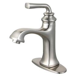 Fauceture LS4428RXL Restoration Single-Handle Bathroom Faucet with Push-Up Drain and Deck Plate, Brushed Nickel - Kingston Brass LS4428RXL