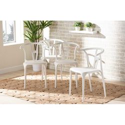 Baxton Studio Warner Modern and Contemporary White Plastic 4-Piece Dining Chair Set - Wholesale Interiors AY-PC13-White Plastic-DC
