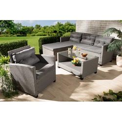 Baxton Studio Darian Modern and Contemporary Grey Fabric Upholstered and Grey Synthetic Rattan 4-Piece Patio Set - Wholesale Interiors MLM-210606-Dark Grey