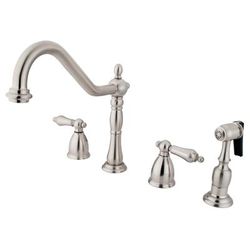 Kingston Brass KB1798ALBS Widespread Kitchen Faucet, Brushed Nickel - Kingston Brass KB1798ALBS