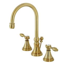 Kingston Brass KS2987TAL Tudor Widespread Bathroom Faucet with Brass Pop-Up, Brushed Brass - Kingston Brass KS2987TAL