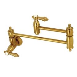 Kingston Brass KS3107BAL Heirloom Wall Mount Pot Filler Kitchen Faucet, Brushed Brass - Kingston Brass KS3107BAL