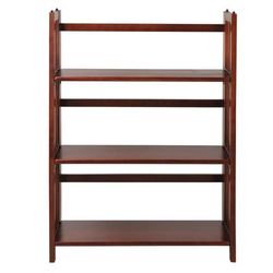 3-Shelf Folding Stackable Bookcase 27.5" Wide-Walnut by Casual Home in Walnut