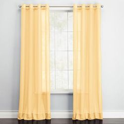 Wide Width BH Studio Sheer Voile Grommet Panel by BH Studio in Daffodil (Size 56" W 84" L) Window Curtain