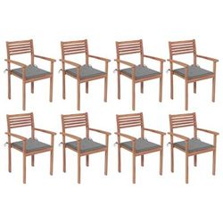 vidaXL Sedie da Giardino Impilabili 8 pz con Cuscini Massello di Teak