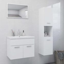 vidaXL Set Mobili da Bagno Bianco in Truciolato