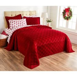Velvet Diamond Quilted Bedspread by BrylaneHome in Garnet (Size KING)