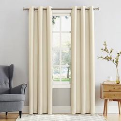Wide Width Sun Zero Blackout Greenwich Grommet Panel by BrylaneHome in Pearl (Size 40" W 95" L)