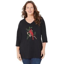 Plus Size Women's Wit & Whimsy Tees by Catherines in Black Cardinal (Size 3X)