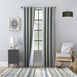 Wide Width Thermaplus Bedford Indoor Grommet Curtain Panel Pair by Commonwealth Home Fashions in Grey (Size 52" W 95" L)