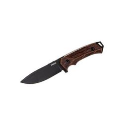 WOOX Rock 62 Fixed Blade Knife 4.25 in Drop Point Mil-Spec Grey Sleipner Steel Blade Engraved American Walnut Handle BU.KNF001.02