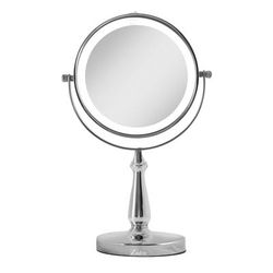 LED Lighted Dual Sided Vanity Mirror 8X/1X by Zadro Products Inc. in Chrome