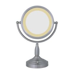 Round Dual-Sided Lighted Vanity Mirror 8X/1X by Zadro Products Inc. in Nickel