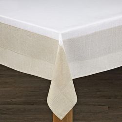 Wide Width BOHEMIA TABLECLOTHS by LINTEX LINENS in Natural White (Size 60" W 84" L)
