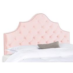 AREBELLE VELVET TUFTED HEADBOARD SILVER NAIL HEADS (QUEEN) - Safavieh MCR4036K-Q