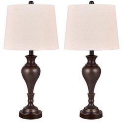 Oil Rubbed Bronze Metal 27" Table Lamp, Set 2 by Fangio Lighting in Bronze