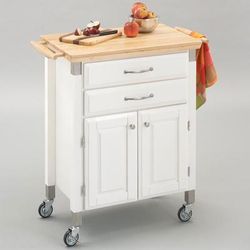 Dolly Madison Prep & Serve Cart by Homestyles in White Wood
