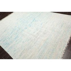 Hand Knotted Basketweave Seagrass Ivory,Aqua Wool Modern & Contemporary Oriental Area Rug (8x10) - 8' x 10'