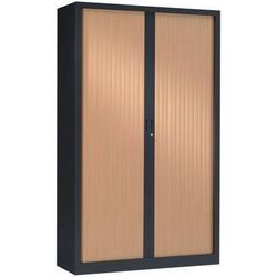 Armoire Haute 120x198 Cm Corps Anthracite 7016 Rideaux Erable - Vinco