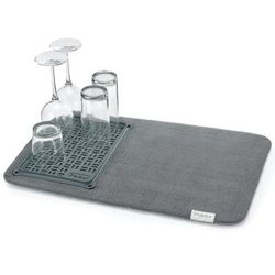 MICROFIBER MAT W GLASS DRYING TRAY by Polder in Grey