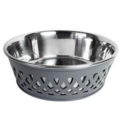 Stainless Steel Country Farmhouse Dog Bowl Gray 16 oz by JoJo Modern Pets in Gray