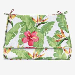 BH Outdoor Performance Single Deep Seat Cushion by BrylaneHome in Hibiscus Outdoor Patio Chair Padding