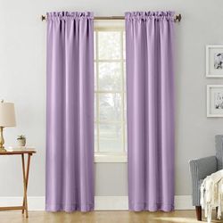 Wide Width Sun Zero Blackout Greenwich Rod-Pocket Panel by BrylaneHome in Lavender (Size 40" W 95" L)