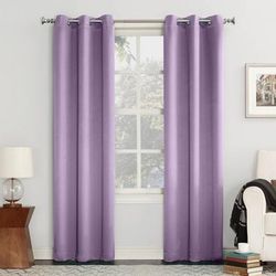 Wide Width Sun Zero Blackout Greenwich Grommet Panel by BrylaneHome in Lavender (Size 40" W 95" L)