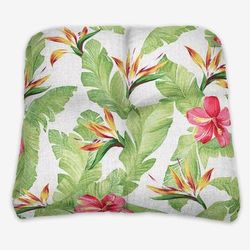 BH Outdoor Performance Tufted Wicker Chair Cushion by BrylaneHome in Hibiscus Thick Patio Seat Pad