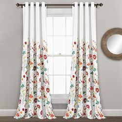Clarissa Floral Room Darkening Window Curtain Panels Turquoise/Tangerine 52x95 Set - Half Moon 16T005593