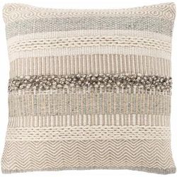 Harrisville 20" Square Cottage Wool Ivory/Beige/Gray/Light Gray/Medium Brown/Slate/Slate Blue Throw Pillow - Boutique Rugs