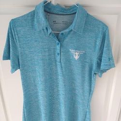 Under Armour Tops | Ladies Golf Shirt Size Medium Turquoise With Robert Trent Jones Golf Logo New | Color: Blue | Size: M