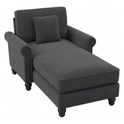 Bush Furniture Coventry Chaise Lounge with Arms in Charcoal Gray Herringbone - Bush Furniture CVM41BCGH-03K