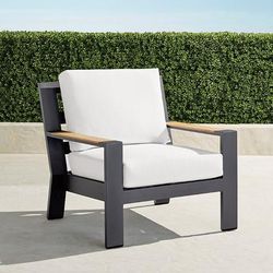 Calhoun Lounge Chair with Cushions in Aluminum - Standard, Frida Leaf Indigo - Frontgate
