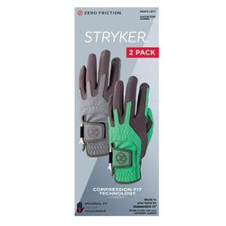 Zero Friction Men's Stryker Golf Glove 2Pk, Grey/Lime, LH - GL20003