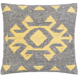 Koronadal 22" Square Rustic Pillow Moroccan Plush Black/Charcoal/Orange Lumbar Pillow - Boutique Rugs
