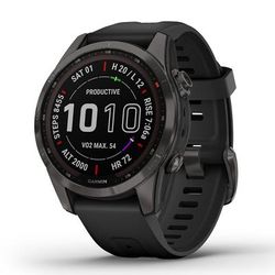 Garmin fenix 7s Sapphire Solar GPS Watch GPS Watches Carbon Gray DLC Titanium with Black Band