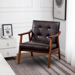 Take a Seat Natalie Accent Chair in Espresso Faux Leather/Espresso