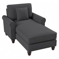 Bush Furniture Hudson Chaise Lounge with Arms in Charcoal Gray Herringbone - Bush Furniture HDM41BCGH-03K