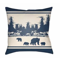 Mileb 22" Square Cottage pillow cabin Navy/Beige/Marine Blue/Pearl/White/Ash/Beetle Blue Outdoor Throw Pillow - Boutique Rugs