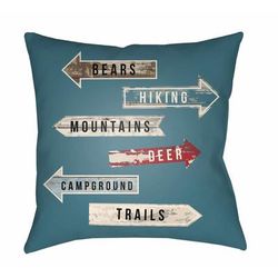 Fullersfield 18" Square Cottage pillow cabin Teal/Sky Blue/Beige/Bright Red/Camel/Beetle Blue/Light Silver/Marine Blue Outdoor Throw Pillow - Boutique Rugs
