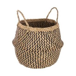 Atmosphera - Panier de Rangement Pliable à Anses 'Seagrass' 40cm Noir & Naturel