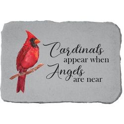 Cardinals Appear Garden Memorial Accent Stone by Kay Berry in Grey