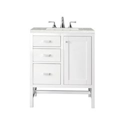 "Addison 30" Single Vanity Cabinet - Glossy White - With 3 CM Eternal Serena Top - James Martin E444-V30-GW-3ESR"