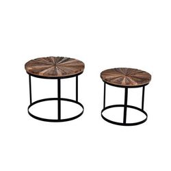 Layover Transitional Bunching Tables (Set of 2) in Natural/Black Iron - Progressive Furniture A255-68