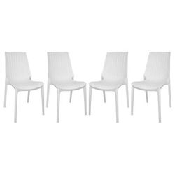 LeisureMod Kent Outdoor Dining Chair, Set of 4 in White - LeisureMod KC19W4