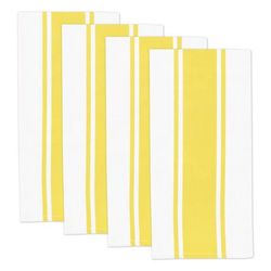 Classic Stripe Cotton Kitchen Dish Towel, Set 4 by Mu Kitchen in Yellow