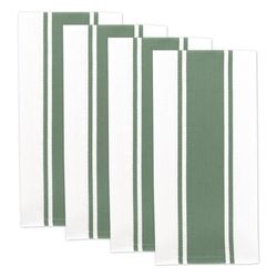 Classic Stripe Cotton Kitchen Dish Towel, Set 4 by Mu Kitchen in Green
