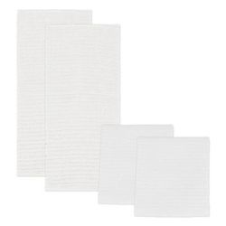 Solid Ridged Cotton Kitchen Dish Towel, Set 4 by Mu Kitchen in White